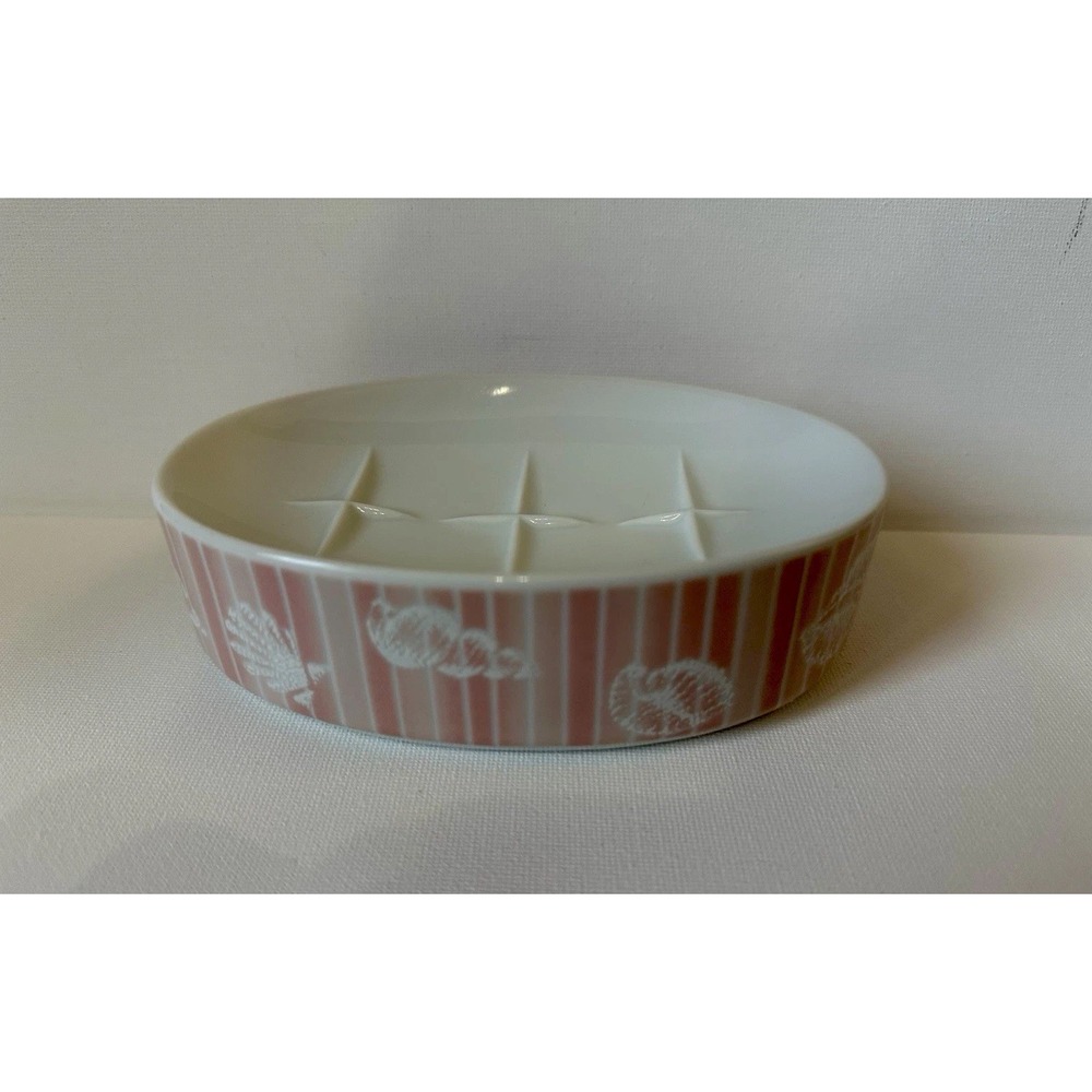 Ames Vintage‎ Seashell Coral Soap Dish Bar Soap Coastal Beach Ceramic Pink 6"